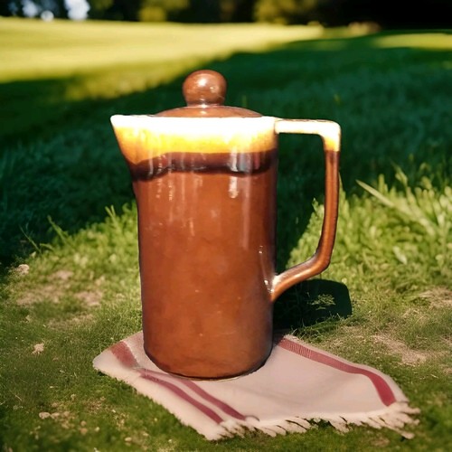 Brown drip glaze teapot - brown,